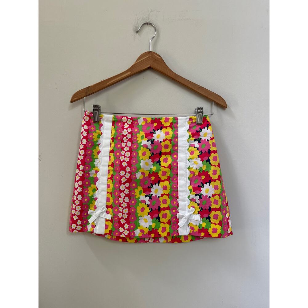 Lilly Pulitzer Girls Skort Size 16 Floral Stripe Preppy Colorful Built In Shorts - Picture 1 of 6